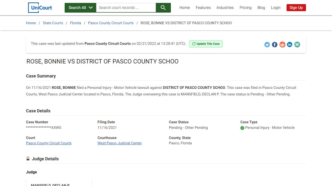 ROSE, BONNIE VS DISTRICT OF PASCO COUNTY SCHOO | Court ...